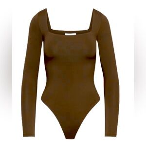 Babaton Brown Long Sleeve Bodysuit